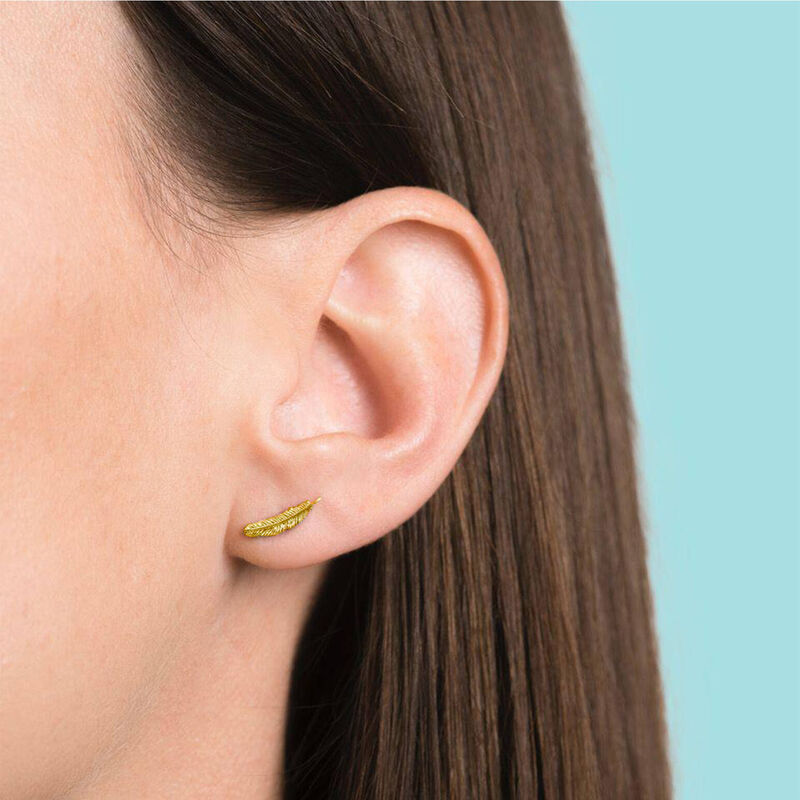 Boh Runga Miromiro Feather Studs Gold Plate image number 1